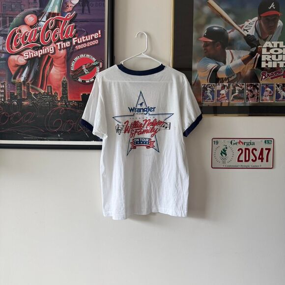 Vintage Screen Stars 80s Willie Nelson Tour Ringer Tee - Picture 2 of 8